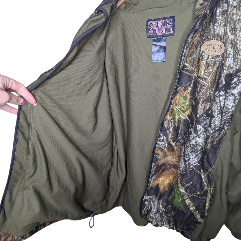 Sports Afield Jacket Men’s XL Camo Hooded Full Zip Hunting Realtree Style Lined - Picture 11 of 16